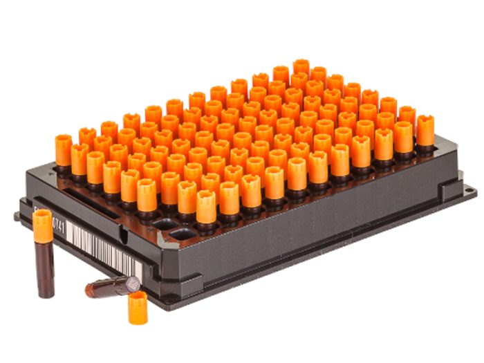 Azenta Rack Photo Azenta 0.2ml 2D-coded Tube, 96-format, External Thread, 2D Code on base ...