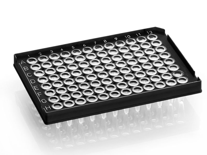 Azenta FrameStar 96 Well Semi-Skirted PCR Clear Wells, Black Frame Plate With Upstand, ABI Style; 50 plates - Image 1